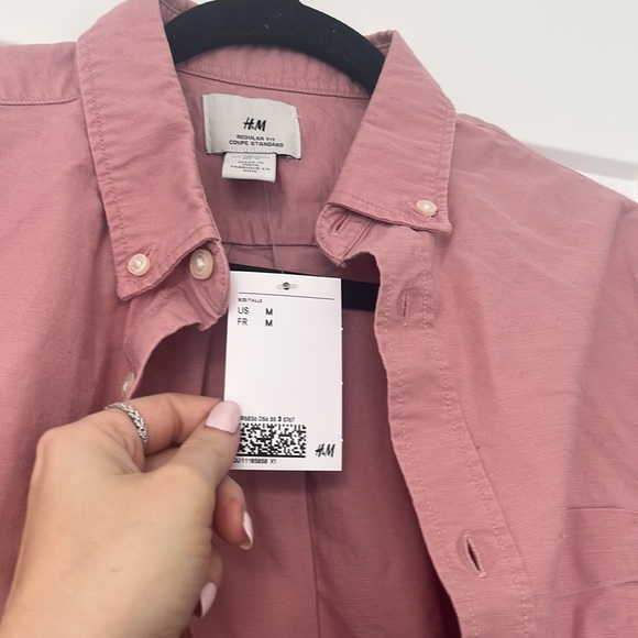 H&M Men Regular Fit Oxford Shirt Pink size M NWT - Picture 5 of 7